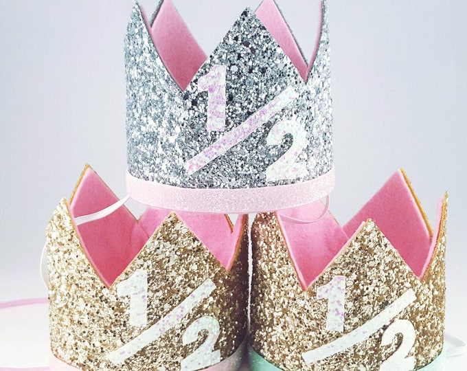 Gold and Lavender Birthday Crown Choose Your Color Silver Crown Gold Glitter 2nd 3rd Birthday Crown Girls Gold 1st Birthday Crown
