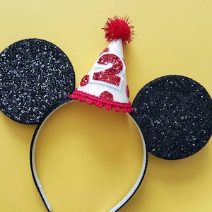 Glitzerndes Mäuseohren Stirnband || Geburtstagsohren ||  Maus Geburtstag || Geburtstag Maus Ohr Haarband ||  Ohren ||