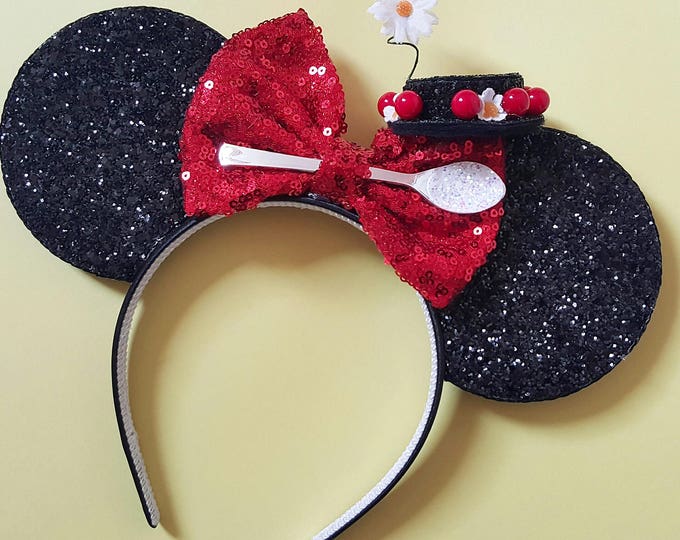 Mary Poppins Mouse Ears Headband | Spoonful of Sugar | Poppins Headband Ears | Spoonful of Sugar Mouse Ears| Mary Poppins