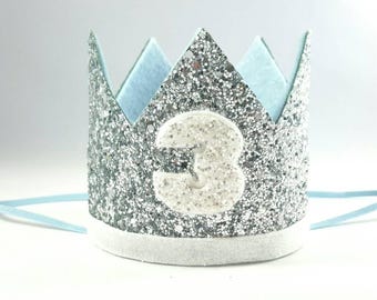 Birthday Crown || Blue and Silver Birthday || Silver Crown || Birthday Girl || 3rd Birthday || Baby Crown || Birthday