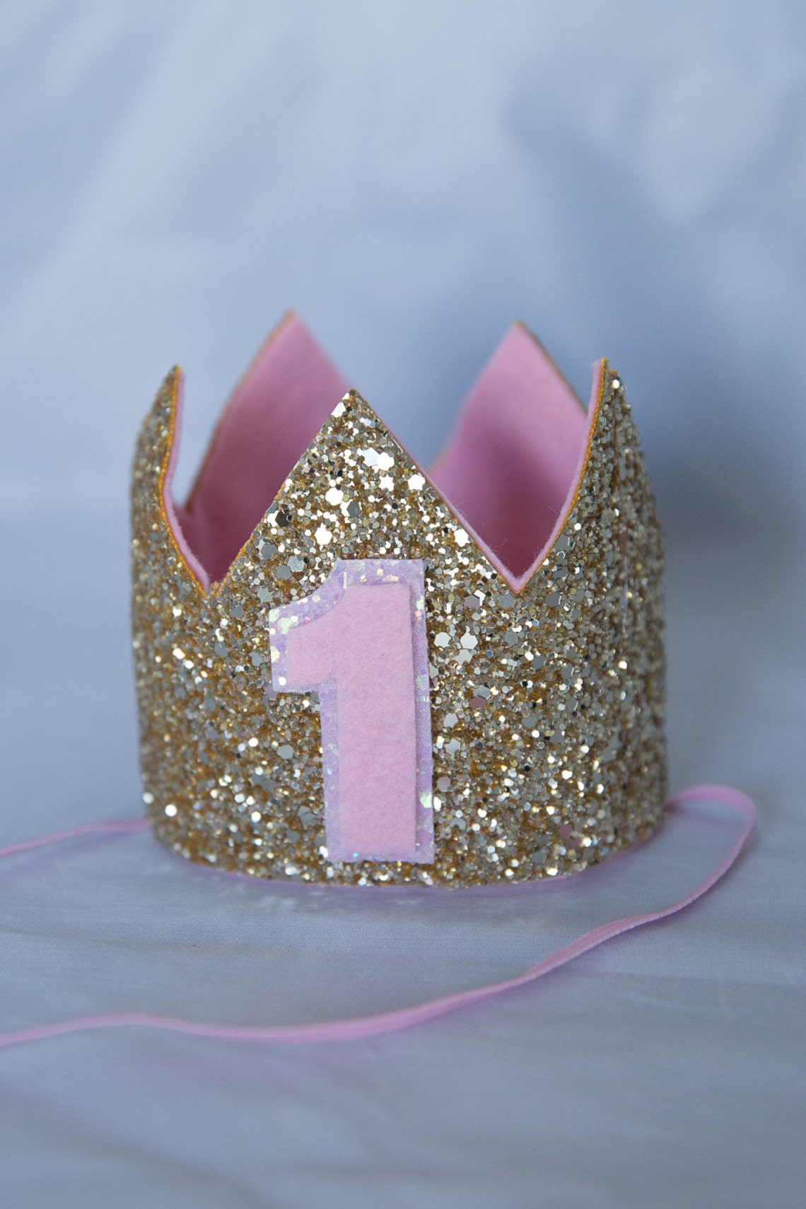 Glittery Pink and Gold 1st Birthday Crown - Etsy