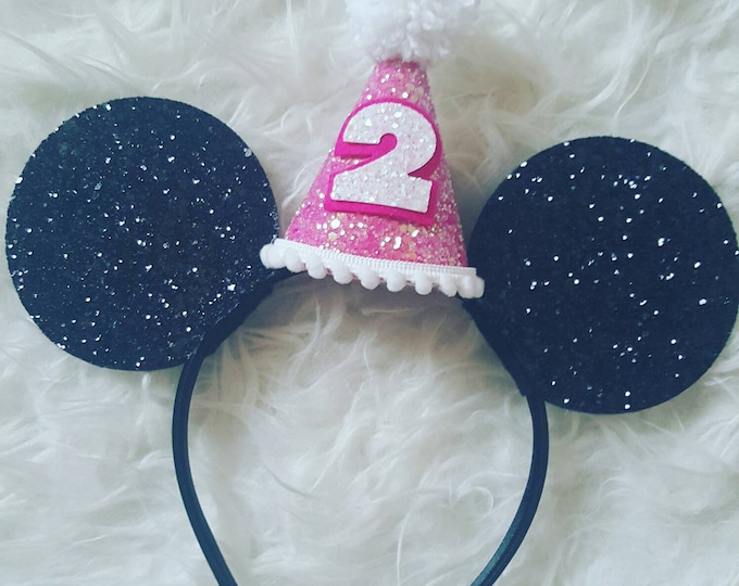 Glittery Mouse Ears Headband | Birthday Ears | Mouse Headband| Mouse Ears