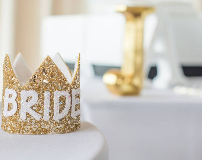 Bachelorette Party BRIDE Crown in Gold and White | Bridal Shower | Bride Crown | Birthday Crown