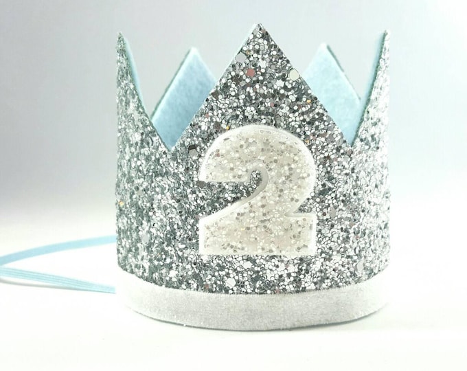 Birthday Crown || Blue and Silver Birthday || Silver Crown || Birthday Girl || 2nd Birthday || Baby Crown || Birthday