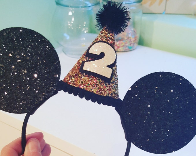 Glittery Mouse Ears Minnie Mouse Headband | Birthday Mouse Ears |  Mouse Birthday |