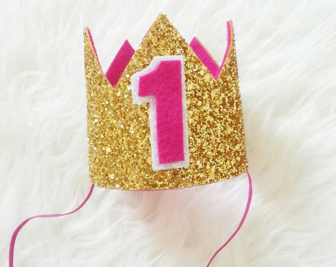 Glittery Birthday Crown  | Birthday Crown | 1st Birthday | Girl Birthday Party | Birthday |  Baby Birthday | Gold Birthday  | Ready to Ship