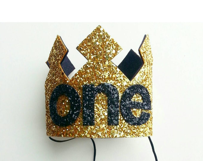 Birthday Crown | First Birthday Crown |Gold and Black Boy Birthday Crown | 1st Birthday | Cake Smash Prop