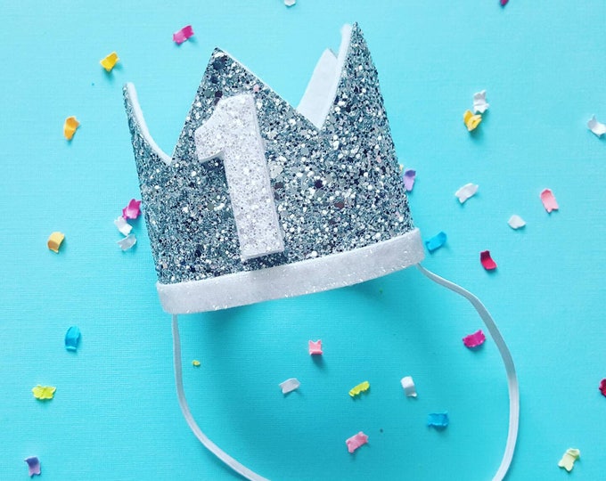 Birthday Crown || White and Silver Birthday || Silver Crown || Birthday Girl || First Birthday || Baby Crown || Birthday