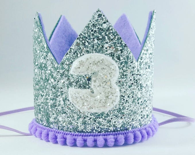 Birthday Crown || Lilac and Silver Birthday || purple || Silver Crown || Birthday Girl || 3rd Birthday || Party Crown ||  Birthday Hat