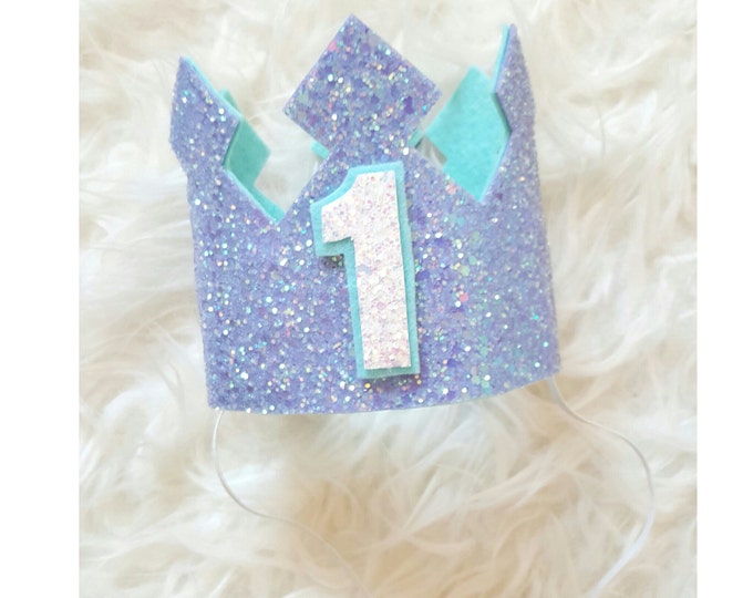 Aqua and Lilac Glittery Birthday Crown | Birthday Girl Crown | Cake Smash | 1st Birthday | Birthday | Baby birthday | Mermaid theme