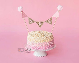 Pink and Gold CAKE Bunting Flag Banner