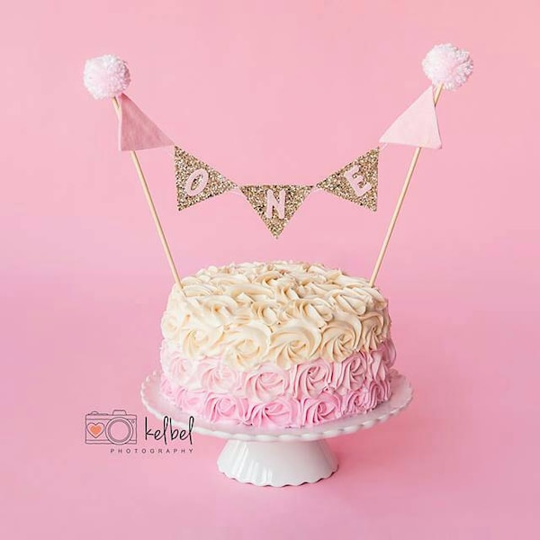 Pink and Gold CAKE Bunting Flag Banner