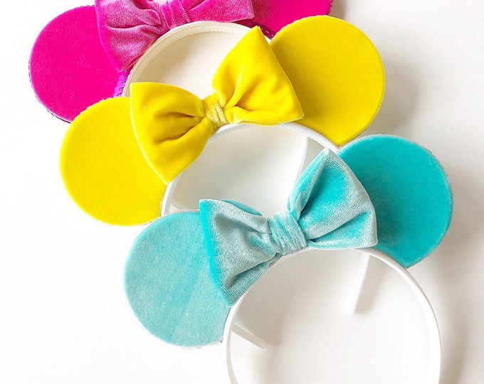 Velvet Minnie Mouse Ears || Velvet || Mint Mouse Ears || Leopard Mouse Ears || Mouse Ears