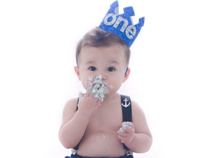First Birthday Crown Blue and Silver | Birthday Party Hat Crown | Photo Prop | First Birthday | Ready to Ship