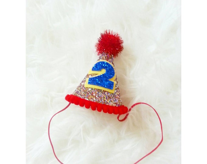Circus Birthday Party Hat || 2nd Birthday Hat || Baby Photo Prop || 2nd Birthday Party || Ready to Ship