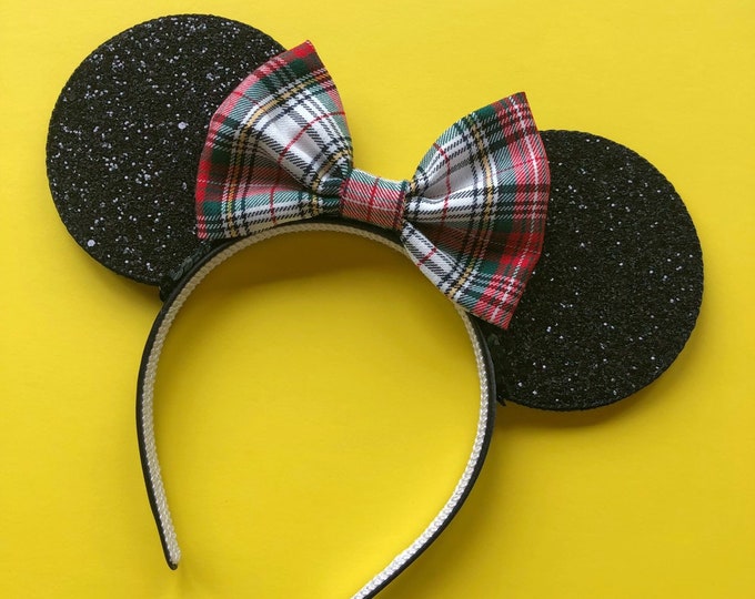 Christmas Minnie Mouse || Mouse Ears || Minnie Ears || Polka Dot Ears || Mouse Ears Headband || Minnie Mouse Ears || Sparkle Mouse Ears ||