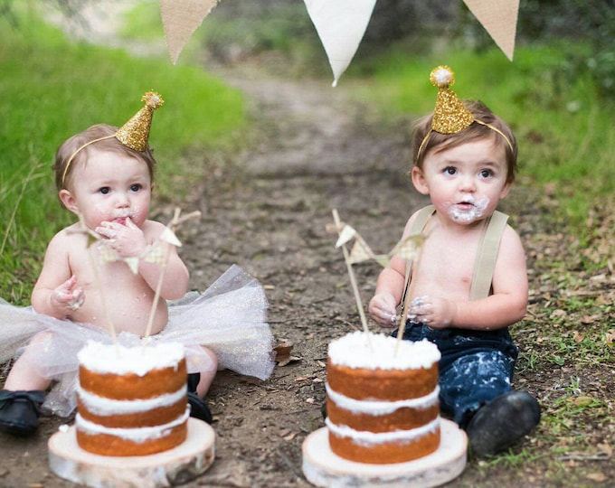 Mini Gold Glittery Birthday Cone Party Hat | Birthday | Baby Birthday | Birthday First Birthday | Baby Girl Birthday | Ready to Ship