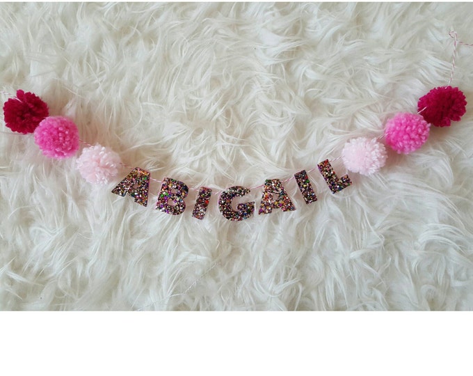 Customizable Glittery Name Banner | Name Banner | Children Party Decor