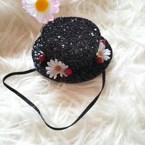 Mary Poppins inspiriert Glitzer Hut Stirnband Mary Poppins Kostüm Disney Gebunden Poppins Bild 2