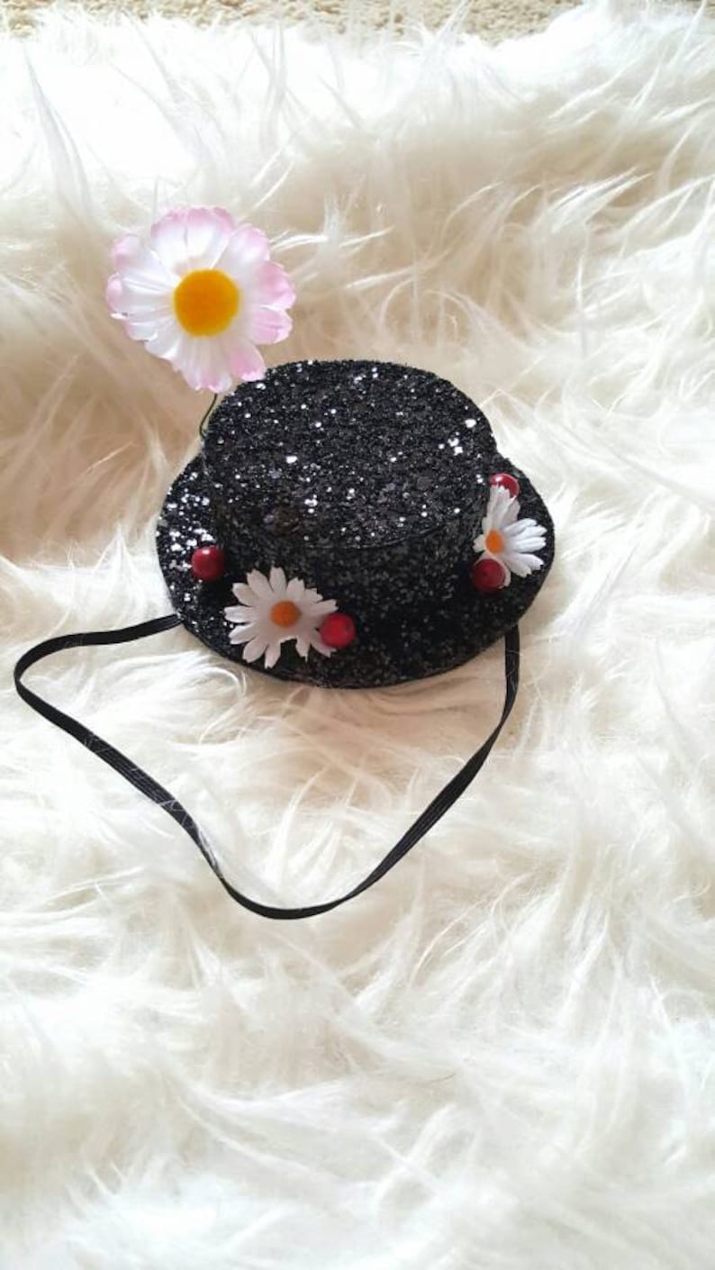 Mary Poppins inspiriert Glitzer Hut Stirnband Mary Poppins Kostüm Disney Gebunden Poppins Bild 2