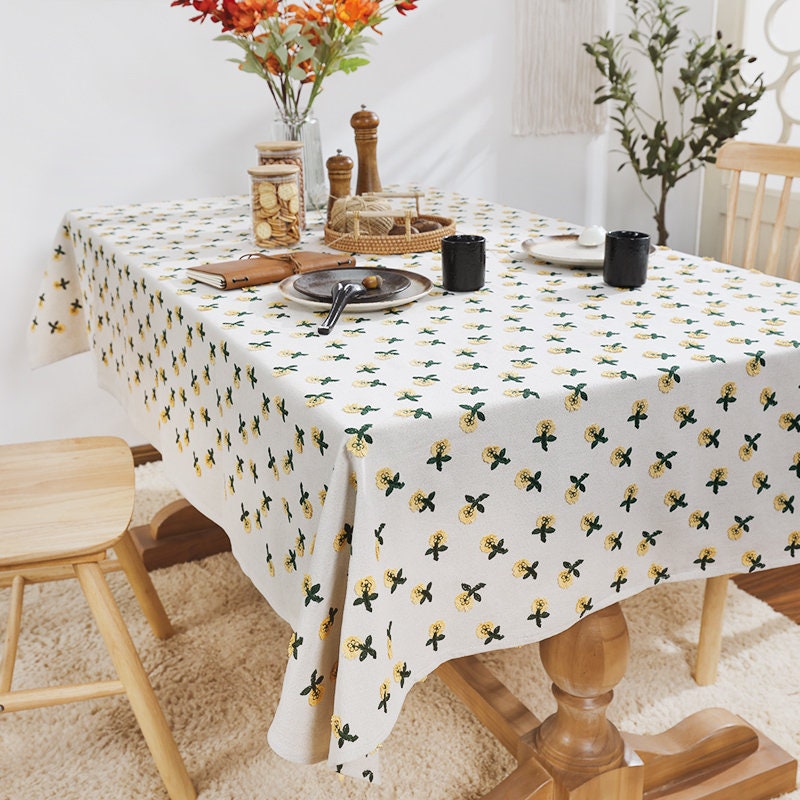 Daisy Coton Petal Emborider Nappe Épaisse, Salle à Manger Décorative Daily Kintchen Superposition, R