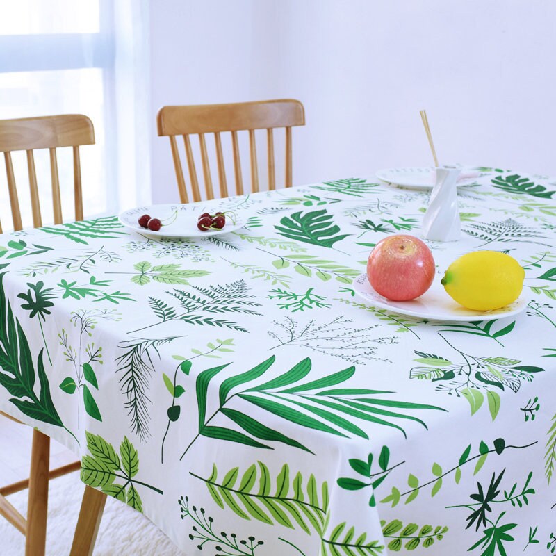 Nappe d'été Feuilles Rectangle Carré Salle à Manger, Coton Lin Lin, Superposition de Table, Bureau C