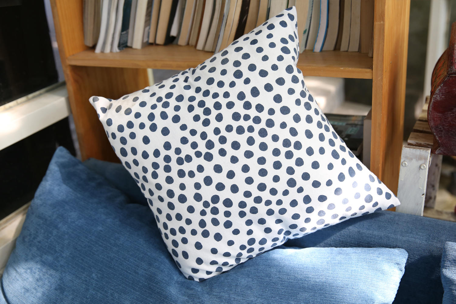 Blue Pold Dot Throw Housses d'oreiller, Oreillers Décoratifs, Taies d'oreiller Bon Marché, 18x18 Ore