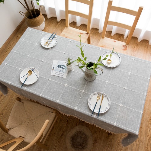 Linen Tablecloth Striped Table Cloth Square Tablecloth Etsy