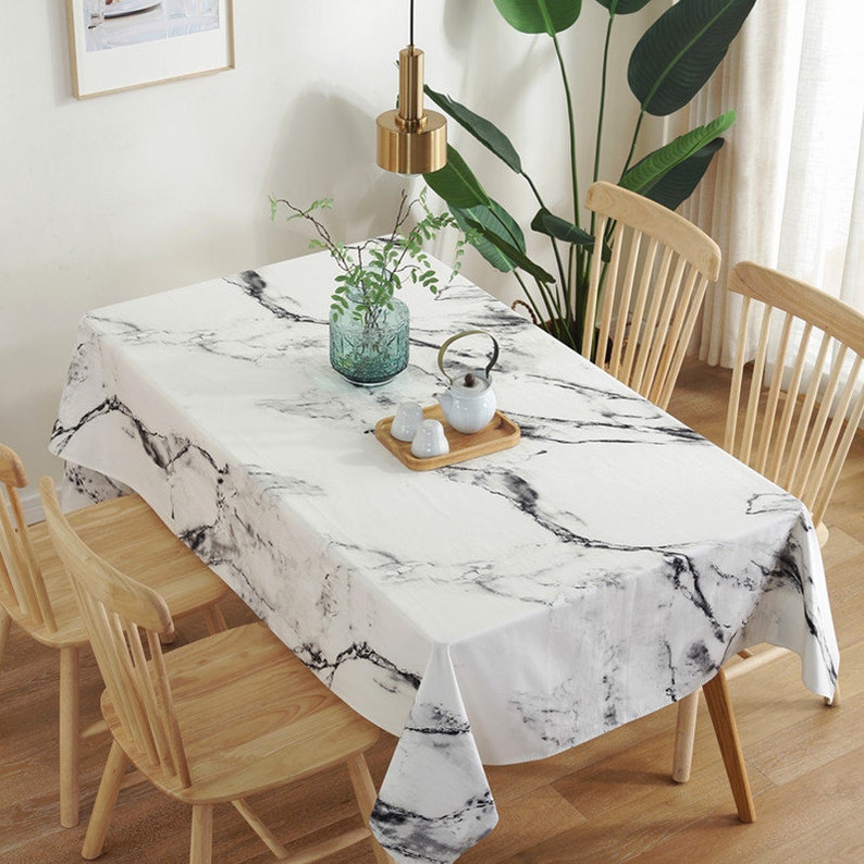 Marble Texture Dining Table Cloth Waterproof Table overlay Etsy