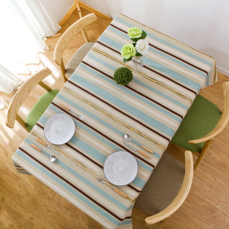 4 Couleurs Chenille Jacquard Stripe Linge de Table Coton, Superposition Table, Rectangle, Nappe Carr