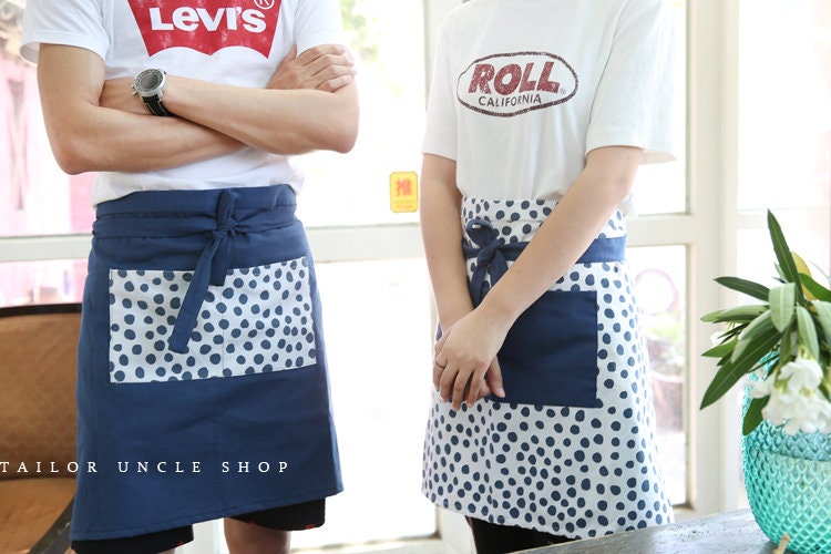 Demi-Tablier à Pois Lin Coton Tablier Personnalisé Daily Baking Gift Cuisine Cadeau Fleuriste Linge 