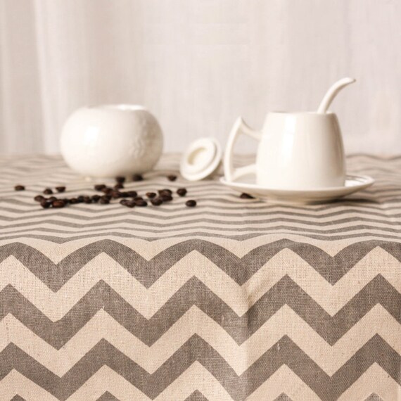 Chevron Tablecloth Zig Zag Linen Cotton Table Cloth Vintage Etsy