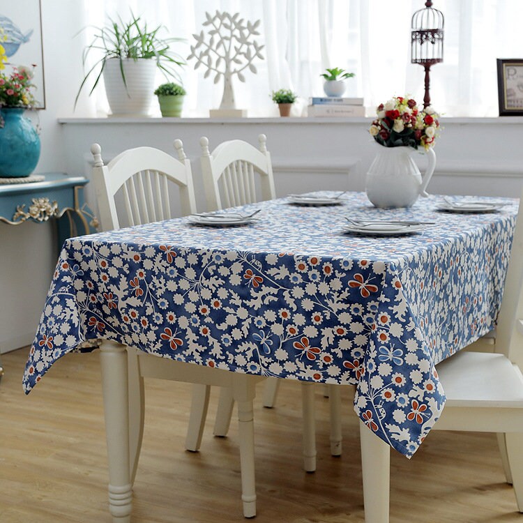 Nappe Bleue Butterfly Flower Rectangle Carré Ronde Nappe à Manger, Superposition de Table Basse, Fêt