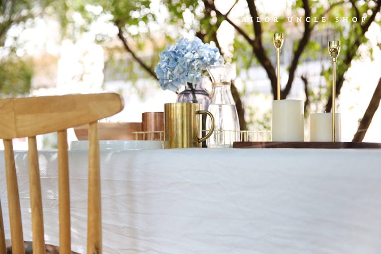 stone Washed Grey White Solid Color Soft Cotton Tablecloth, Square Rectangle Round Tablecloth, Linge