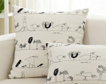 sketching bird Throw Pillow Cover 18x18s. Decorative Pillow Cushion Cover Throw Pillow. customized available
