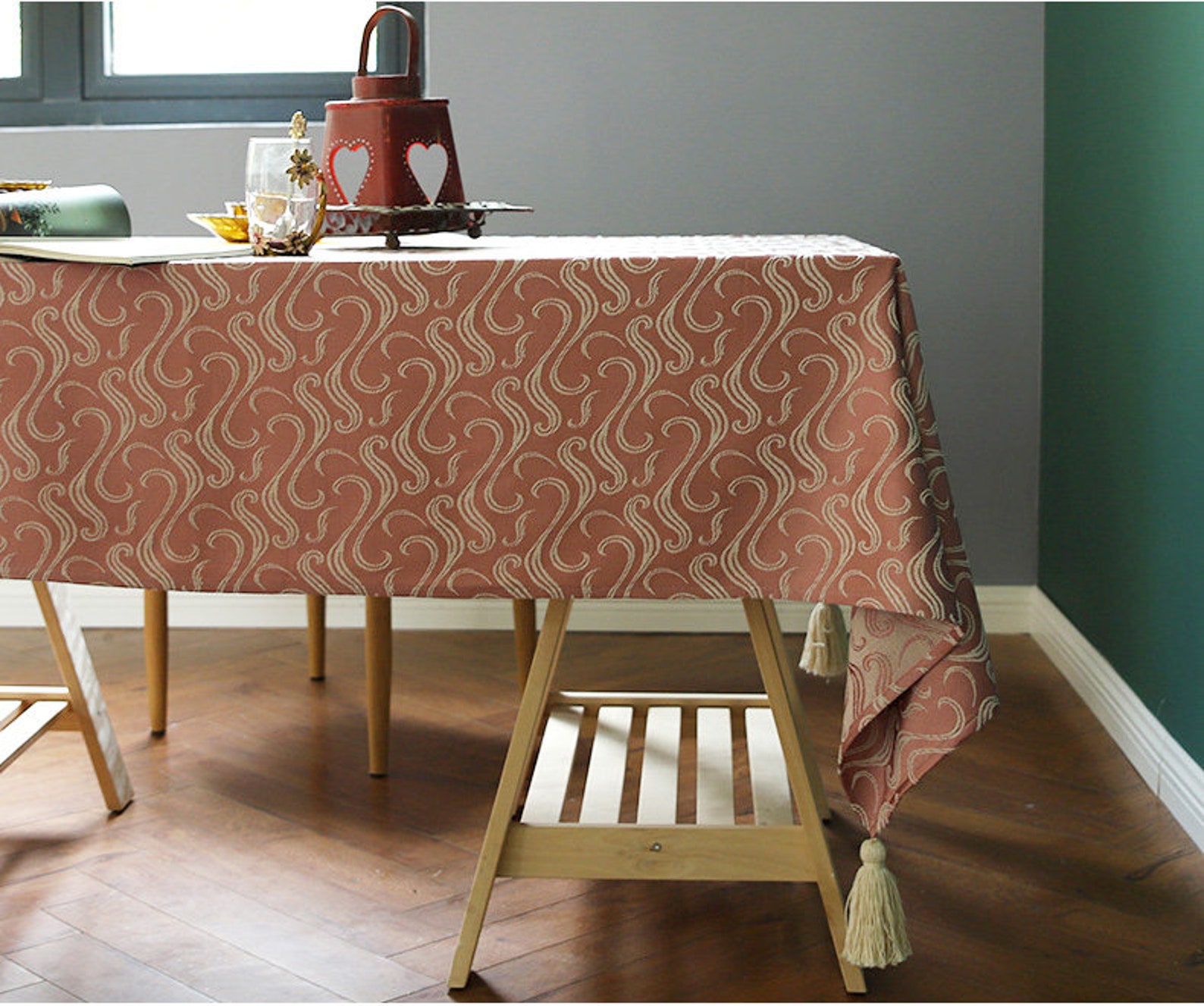 4 colors Jacquard Tablecloth Linen Cotton Table Cloth with Etsy