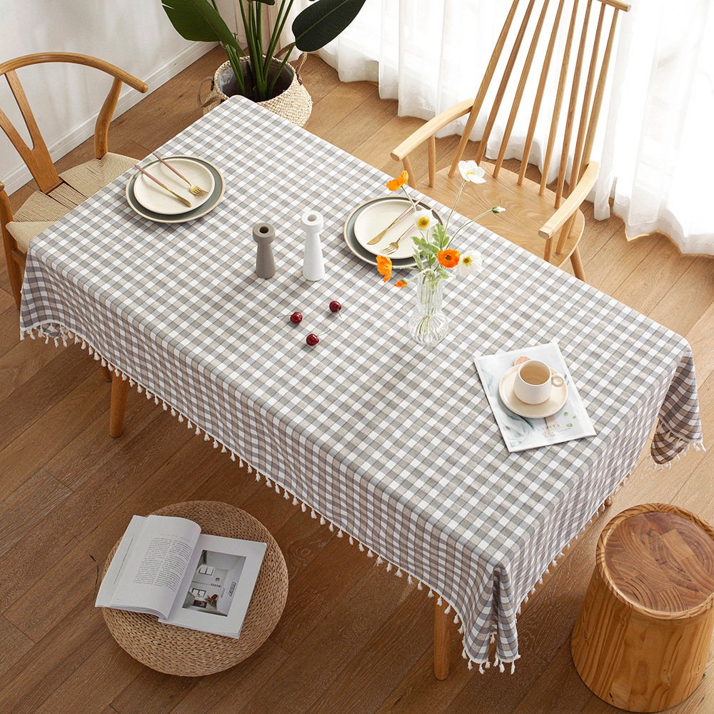 Tricot Plaid Linge de Table Coton Nappe avec Glands, Superpositions Mariage, Fête d'anniversaire, Ca