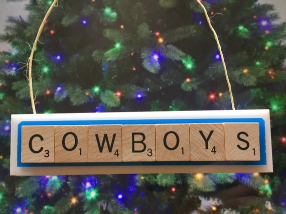 Dallas Cowboys Scrabble Tiles Christmas Ornament Handmade Rear Etsy