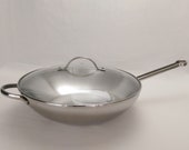 Revere Ware Pro Line 12 quot In Stainless Copper Core Clad Skillet Wok Sauté Fry Pan with Glass Lid