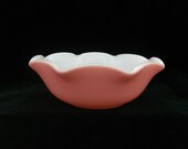 Vintage Hazel Atlas Pink Crinoline Bowls Cereal Bowls Small Ruffled Edge Bowls 5.5