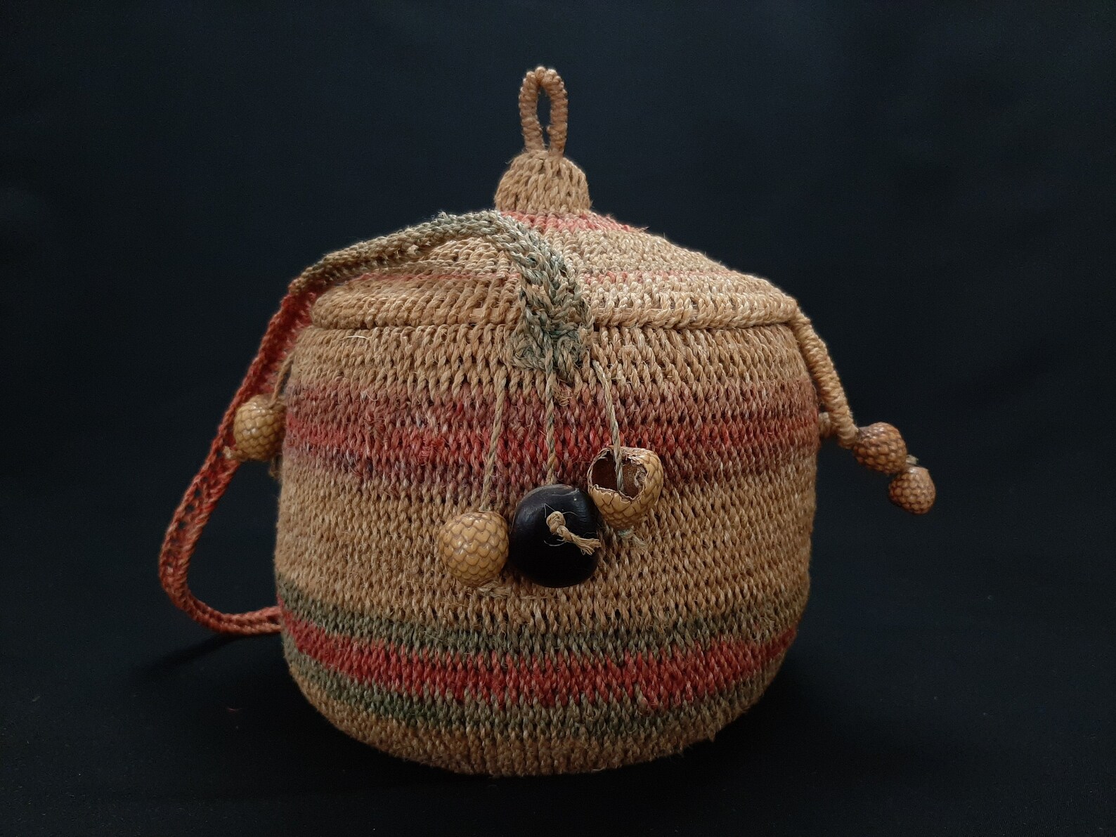 Multicolor Stripe Abaca Natural Fiber Rope Basket With Lid and Etsy
