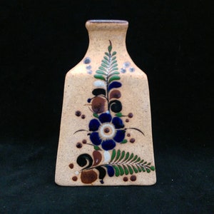 Mexican Tonala Hand Painted Pottery Bud Vase 1960s