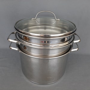 New Calphalon Classic Stainless Steel 8 Qt Stockpot with Strainer & Steamer  Set