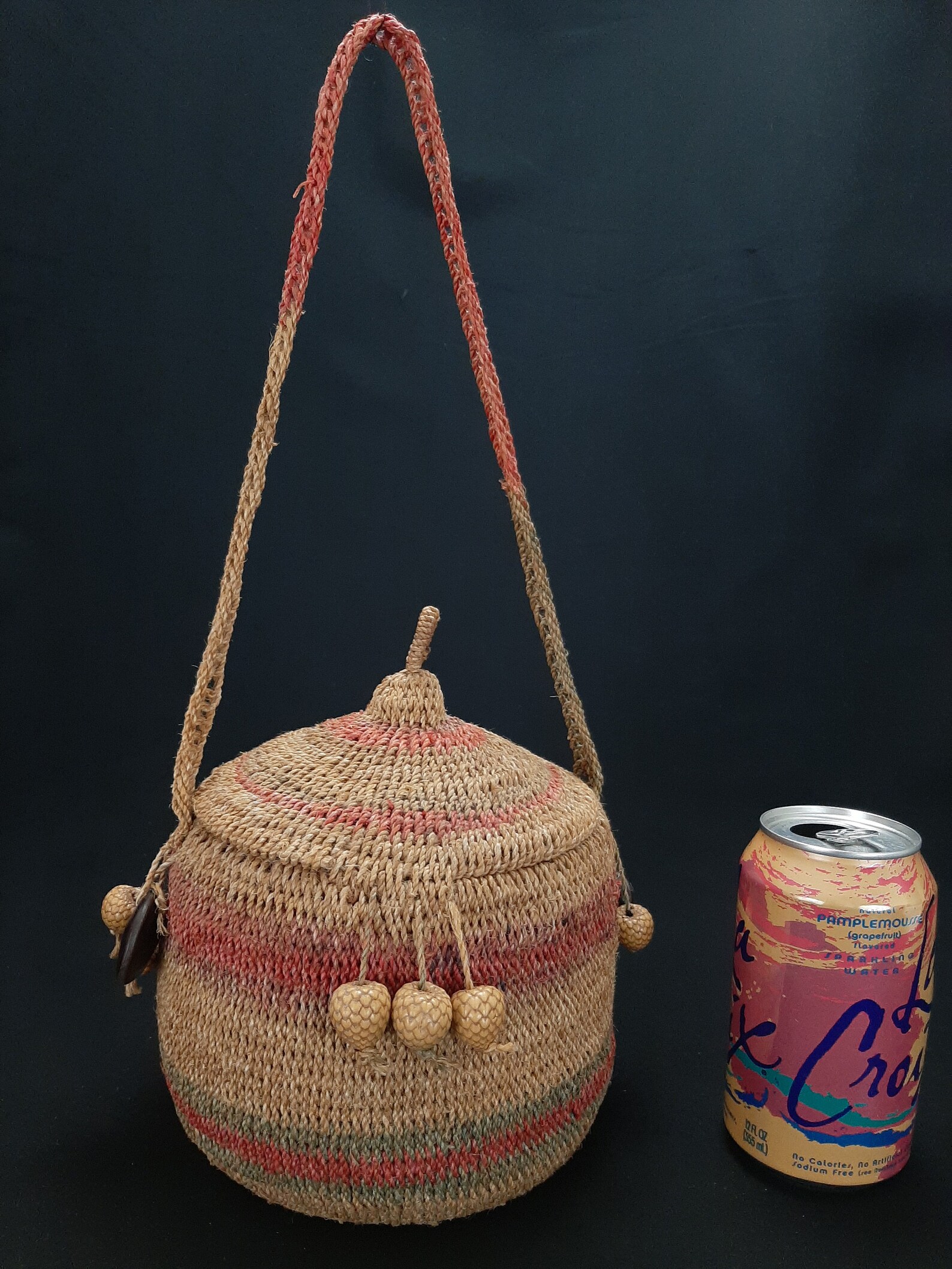 Multicolor Stripe Abaca Natural Fiber Rope Basket With Lid and Etsy