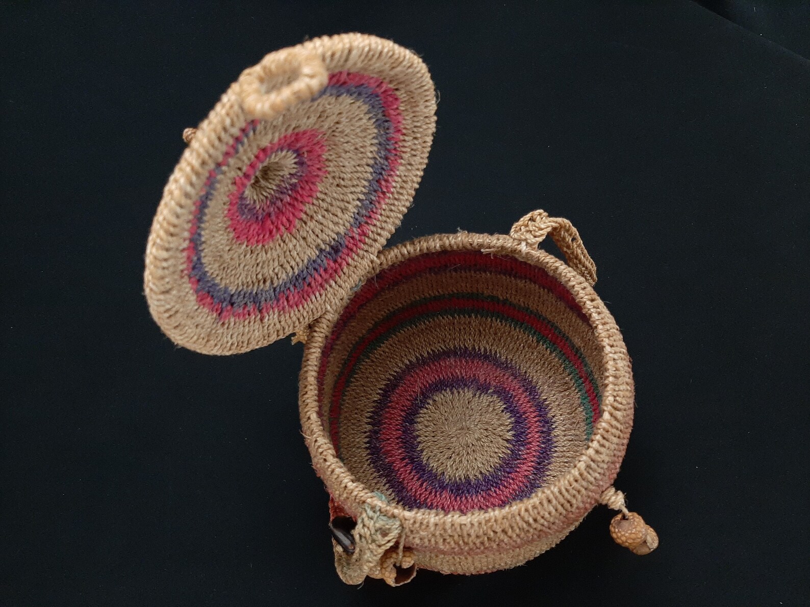 Multicolor Stripe Abaca Natural Fiber Rope Basket With Lid and Etsy