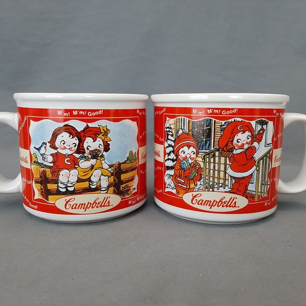 Campbell's Soup Kids Soup Cups Mugs 2002 set of 2, Gardening theme, Houston Harvest