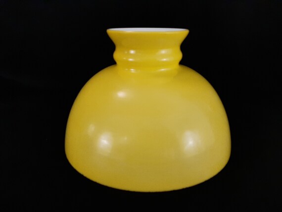 Vintage Yellow Cased Glass Student Lamp Shade Opal 9 7 8 Fitter X