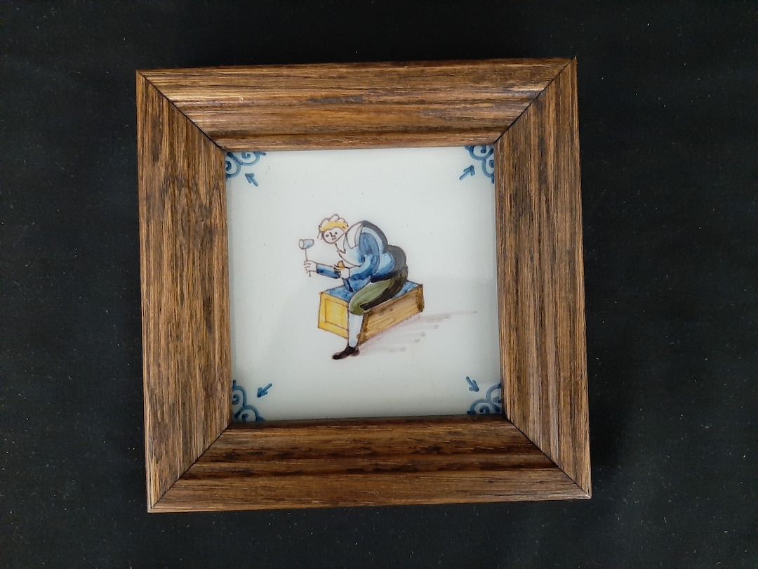 Framed Royal Tichelaar Makkum Polychrome Tile With Hand Painted