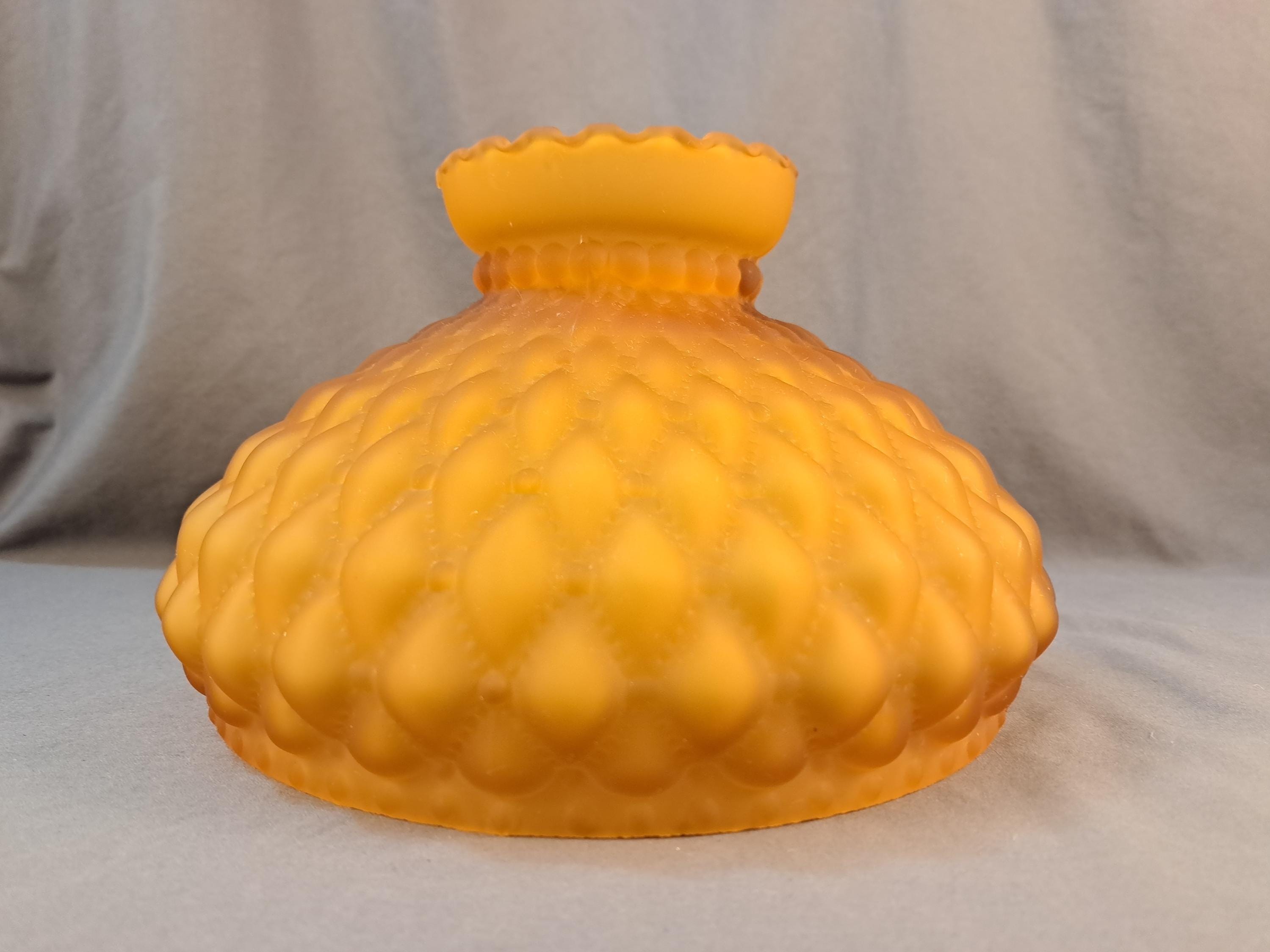 Vintage Diamond Quilted Satin Amber Glass Shade Embossed Pattern