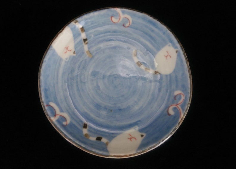 Japanese Hand Painted Small Kitty Plate Spoon Rest